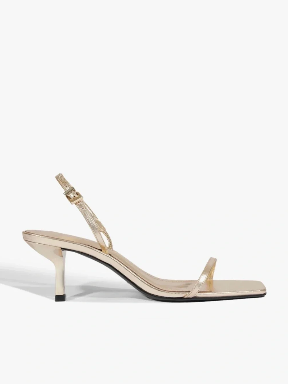 SCHUTZ Metallic Gold Minimalist Slingback Heels - Picture 2 of 3